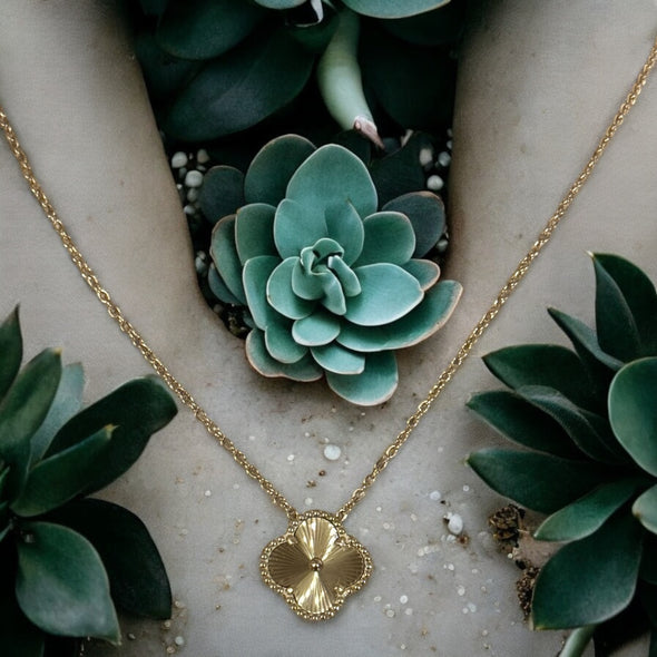 Waterproof Diamond Cut Clover Necklace
