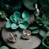 Waterproof Diamond Cut Clover Stud Earrings