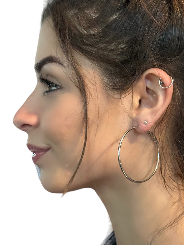 Hoop Earrings - 14K Gold or 925 Sterling Silver PVD Plated Stainless Steel (Multiple Sizes)