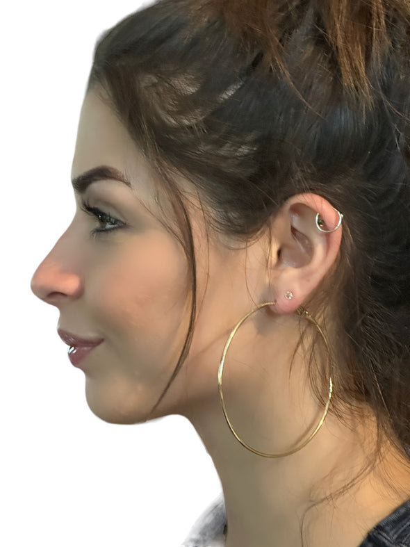 Hoop Earrings - 14K Gold or 925 Sterling Silver PVD Plated Stainless Steel (Multiple Sizes)