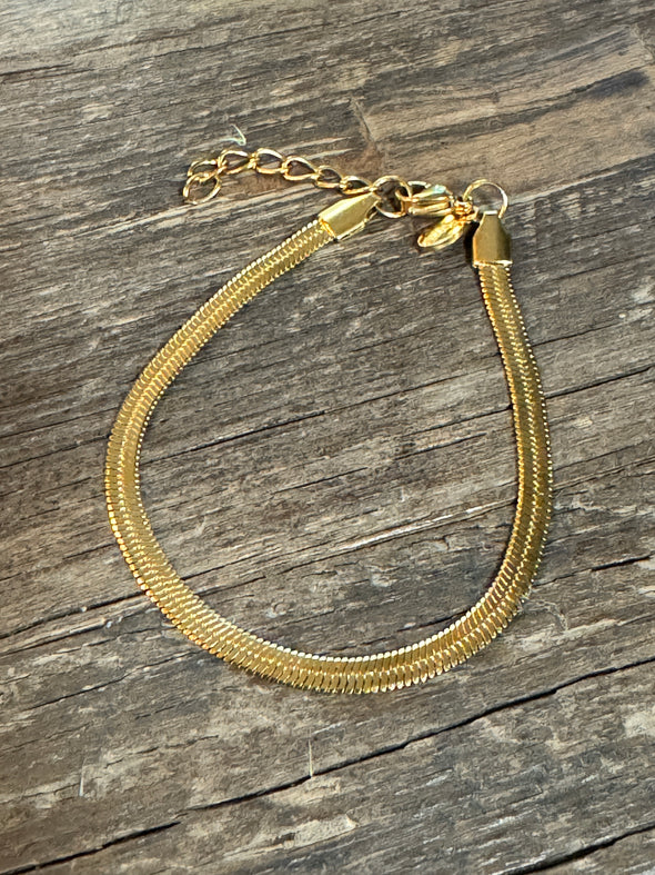 Herringbone Flat Bracelet Stainless Steel