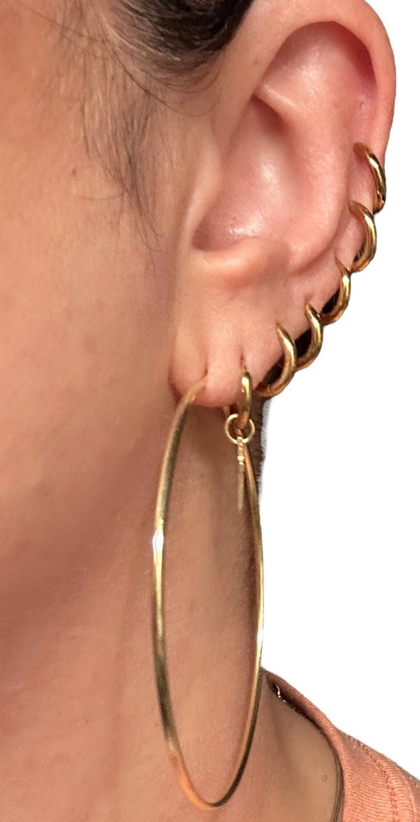 Huggie Hoop Earrings 12mm 14K Gold PVD Plated or 925 Sterling Silver PVD Plated