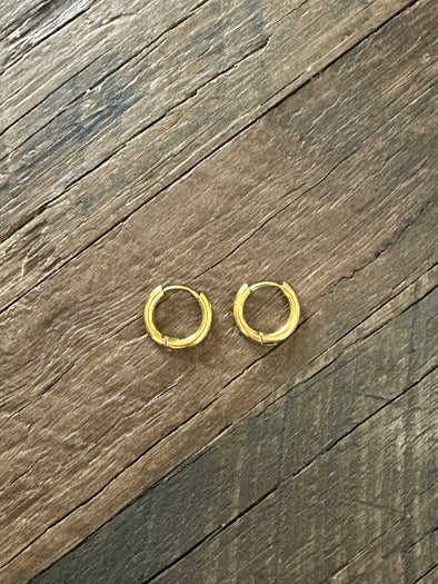 Huggie Hoop Earrings 17mm 14K Gold Plated or Stainless Steel