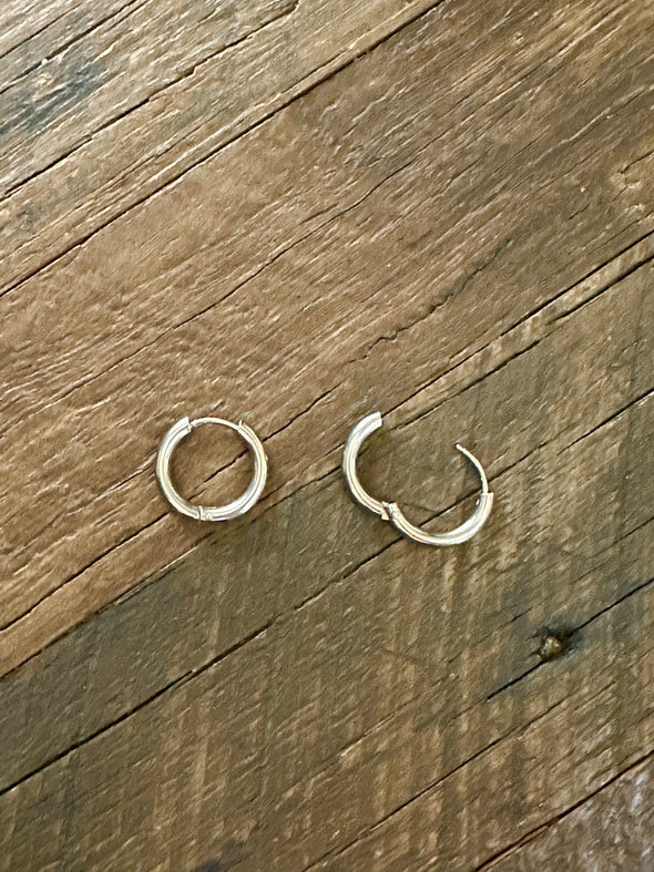 Huggie Hoop Earrings 17mm 14K Gold Plated or Stainless Steel