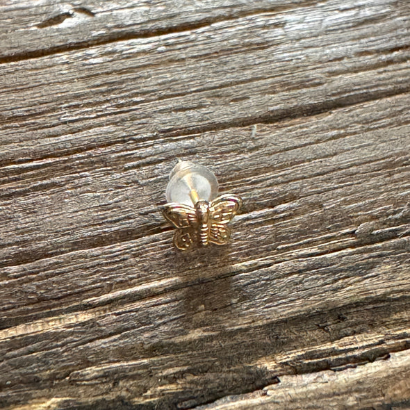 Dainty Butterfly Pierced Stud Earring (Single) Gold Filled 1/20 or 925 Sterling Silver