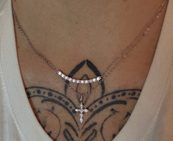 LIMITED EDITION - GRA Certified Moissanite Diamond Dainty Cross Necklace Sterling Silver