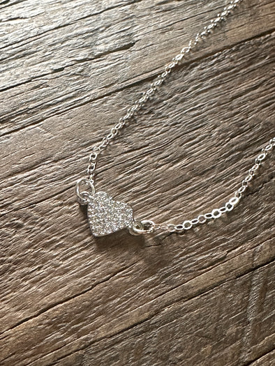 Pave CZ Heart Pendant