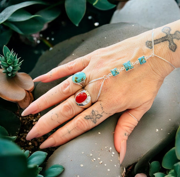 One-of-a-Kind Oval Natural Red Jade Sterling Silver Dome Adjustable Ring
