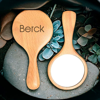 Berck Spa Collection Beech Wood Mini Handheld Mirror