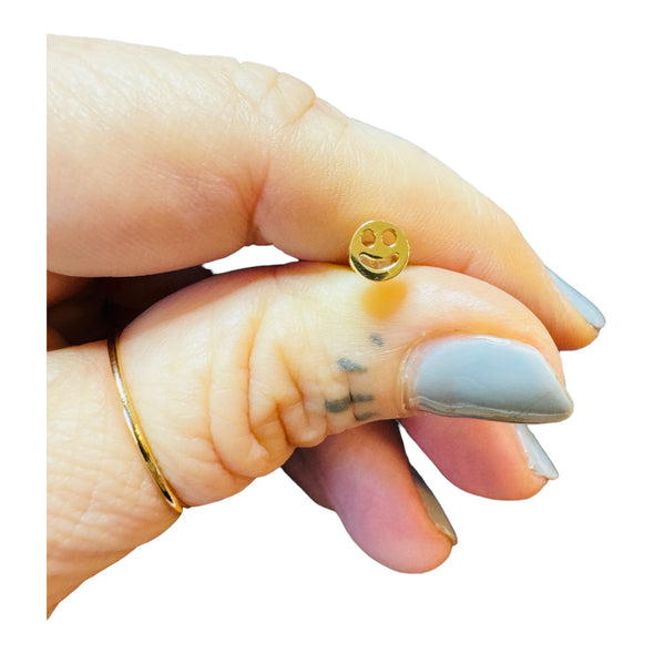 Dainty 6mm Happy Face Stud Earrings