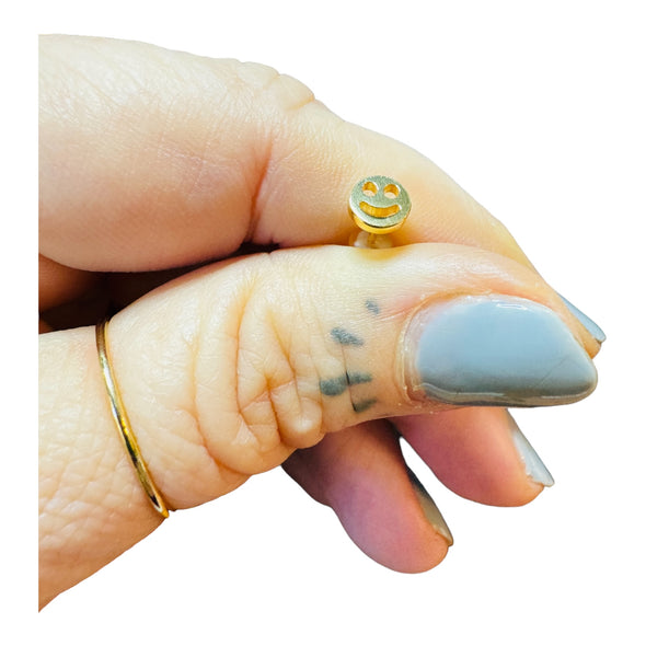 Dainty 6mm Happy Face Stud Earrings