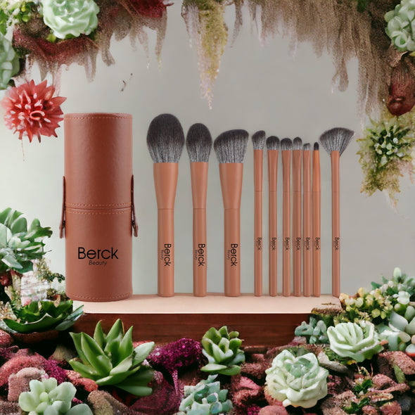 BB Luxury Makeup Brush Set with Faux Leather Barrel Case