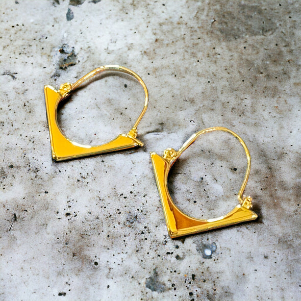 Spearhead Drop Hoop Earrings