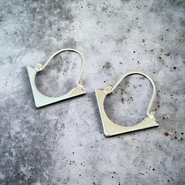 Spearhead Drop Hoop Earrings