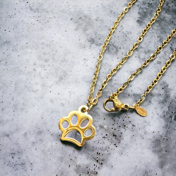 Polished Paw Necklace 18" Cable Chain