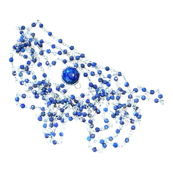 One-Of-A-Kind Gemstone Hand Chain Sterling Silver 2 Strand with Attached Chain Ring