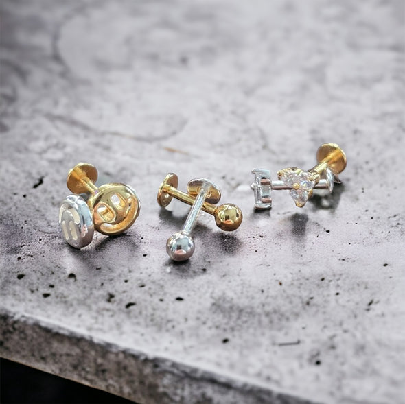 Flat Back Piercing Studs - Push In (Sold as Singles)