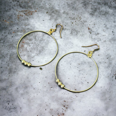Trinity Drop Hoop Earrings 14K Gold Filled or 925 Sterling Silver
