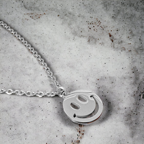 Happy Face Necklace Polished Stainless Steel
