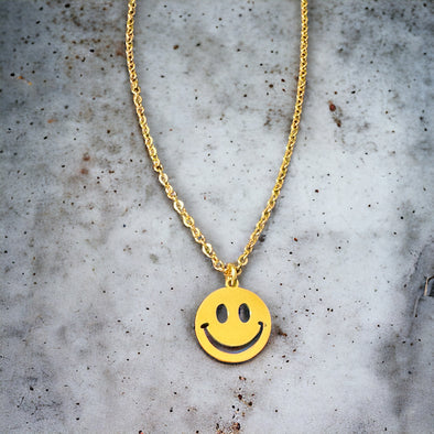 Happy Face Necklace Polished Stainless Steel