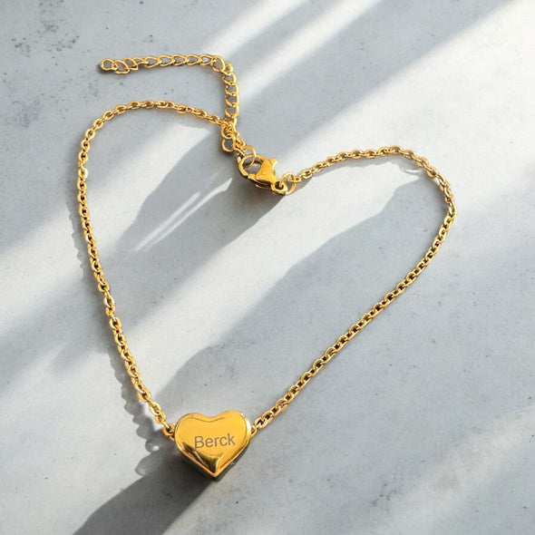 Waterproof Puffed Heart Anklet