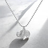 Puffed Elephant Pendant Necklace 16.5" + 2" Extender Stainless Steel