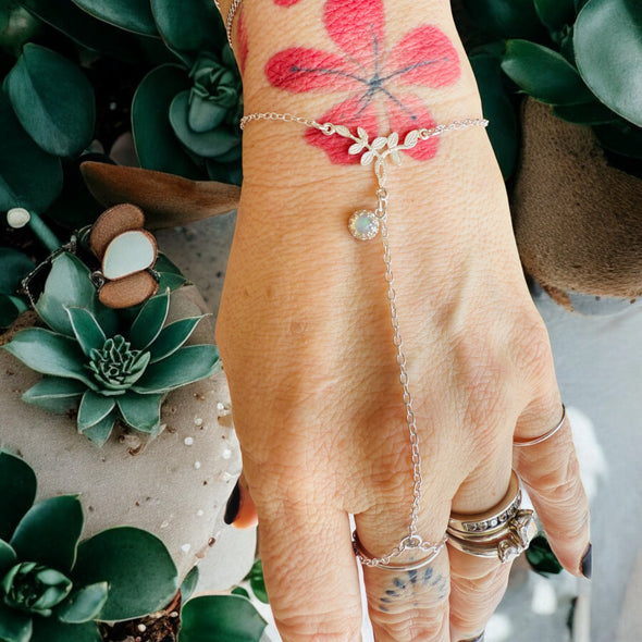 One-Of-A-Kind Leaves & Ethiopian Opal Ring/Bracelet Combo Sterling Silver