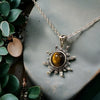 One-of-a-Kind 10mm Round Tigers Eye in Sunburst Sterling Silver Necklace