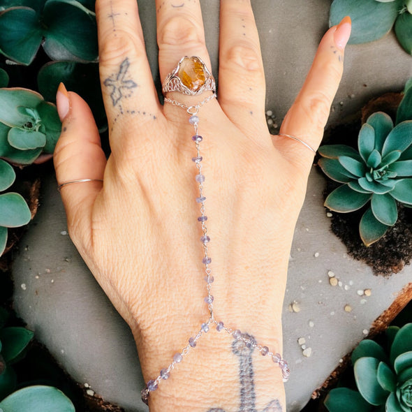 One-Of-A-Kind Iolite Gemstone Hand Chain Sterling Silver
