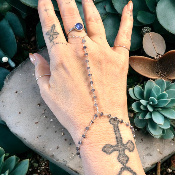 One-Of-A-Kind Iolite Gemstone Hand Chain Sterling Silver