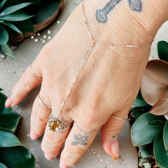 One-Of-A-Kind Dainty Bar Twist Hand Chain Sterling Silver