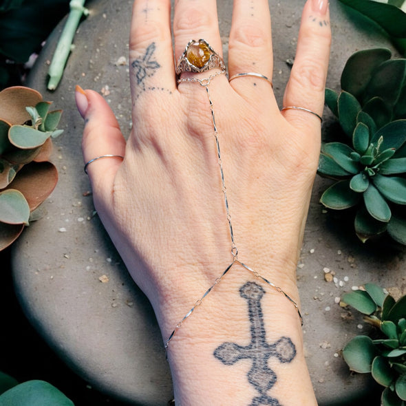 One-Of-A-Kind Dainty Bar Twist Hand Chain Sterling Silver