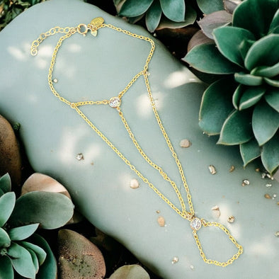 One-Of-A-Kind 6MM Brilliant Zircon 3 Strand Hand Chain 14K Gold Filled