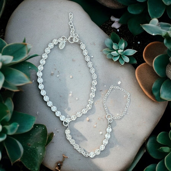 One-Of-A-Kind Diamond Cut Burst Hand Chain Sterling Silver