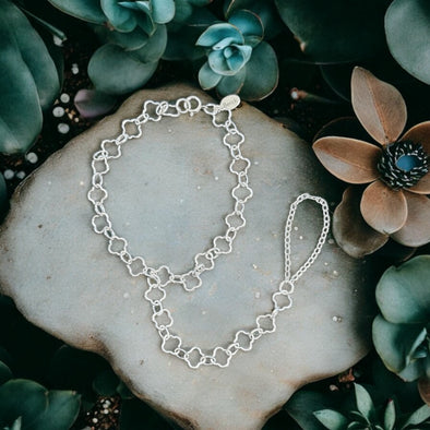 One-Of-A-Kind Clover Link Hand Chain 14k Gold Filled & Sterling Silver