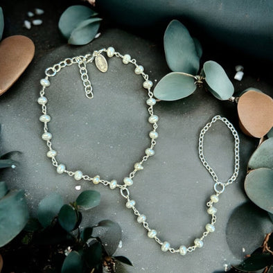 One-Of-A-Kind Freshwater Pearl Gemstone Hand Chain Sterling Silver