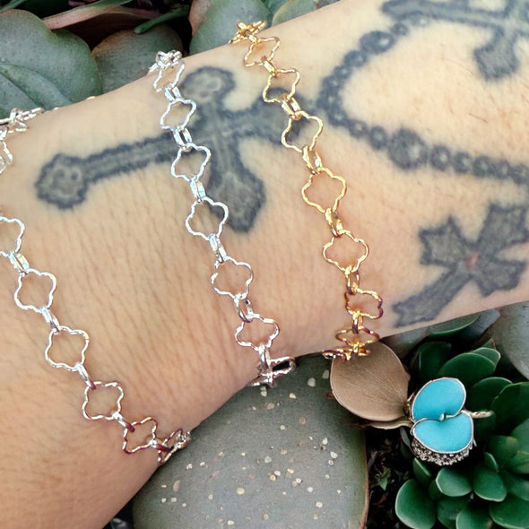 One-Of-A-Kind Clover Link 7mm  Bracelet (14k GF & 925 Sterling)