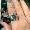 One-of-a-Kind Oval Natural Green Jade Sterling Silver Dome Adjustable Ring