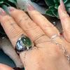 One-of-a-Kind Oval Natural Green Jade Sterling Silver Dome Adjustable Ring