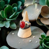 One-of-a-Kind Oval Natural Red Jade Sterling Silver Dome Adjustable Ring