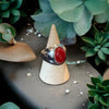 One-of-a-Kind Oval Natural Red Jade Sterling Silver Dome Adjustable Ring