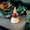 One-of-a-Kind Oval Natural Red Jade Sterling Silver Dome Adjustable Ring