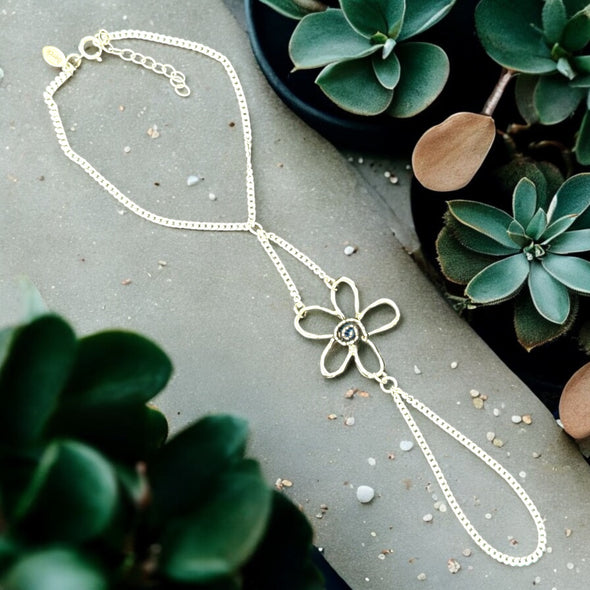 One-Of-A-Kind Artisan Flower Hand Chain Sterling Silver