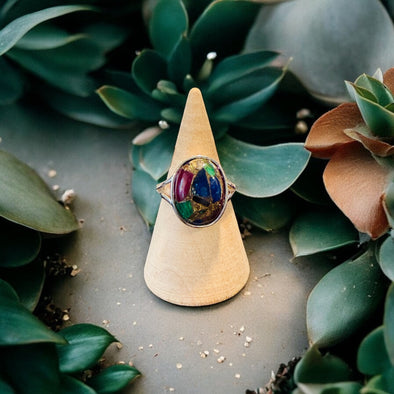 One-Of-A-Kind Watermelon Turquoise Gemstone Oval Ring