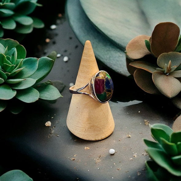 One-Of-A-Kind Watermelon Turquoise Gemstone Oval Ring