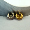Waterproof Puffed Wrap Hoop Earrings Polished Stainless Steel & 14k Gold PVD Plated Stainless Steel