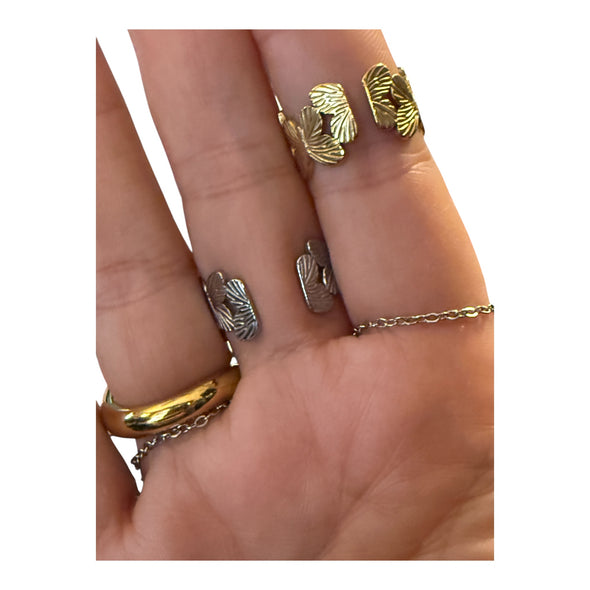 Waterproof Butterfly Adjustable Ring Polished Stainless Steel & 14k Gold PVD Plated Stainless Steel