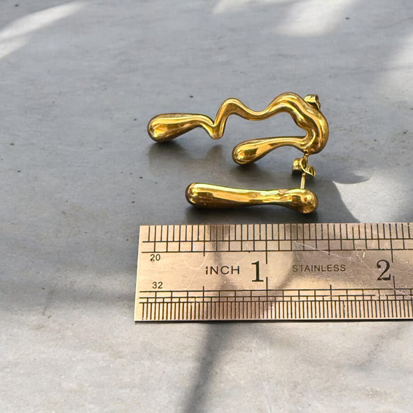 Waterproof Abstract Mismatched Earrings 14k Gold PVD Plated Stainless Steel