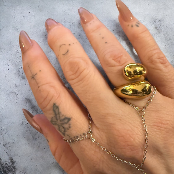 Waterproof Chunky Abstract Wrap Ring 14k Gold PVD Plated Stainless Steel