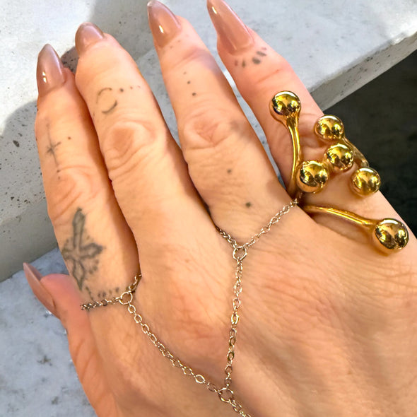 Waterproof Chunky Abstract Bubble Ring 14k Gold PVD Plated Stainless Steel